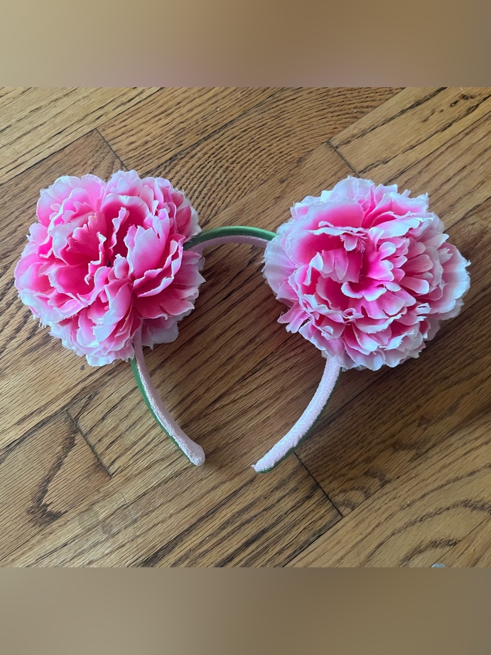 Disney Mickey Ears Pink Floral Peony Headband